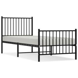 Cadru pat metalic cu tăblii de cap/picioare, negru, 80x200 cm, 2 image