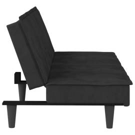 Canapea extensibilă cu suporturi de pahare, negru, catifea, 6 image