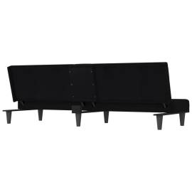 Canapea extensibilă cu suporturi de pahare, negru, textil, 7 image
