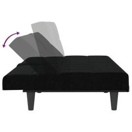 Canapea extensibilă cu suporturi de pahare, negru, textil, 9 image