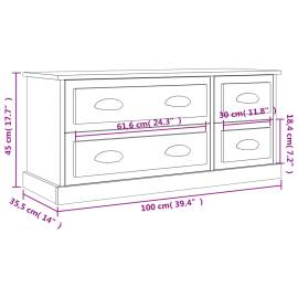 Comodă tv, gri beton, 100x35,5x45 cm, lemn prelucrat, 10 image