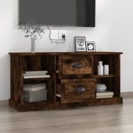 Comodă tv, stejar fumuriu, 99,5x35,5x48 cm, lemn prelucrat, 3 image