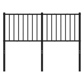 Tăblie de pat metalică, negru, 125x3x90 cm, 3 image
