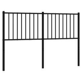 Tăblie de pat metalică, negru, 142x3x90 cm, 2 image