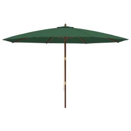 Umbrelă de soare de grădină, stâlp din lemn, verde, 400x273 cm, 4 image