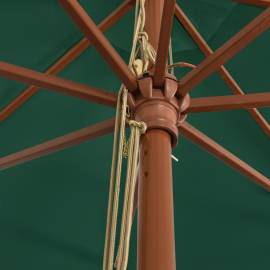 Umbrelă de soare de grădină, stâlp din lemn, verde, 400x273 cm, 6 image