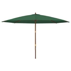 Umbrelă de soare de grădină, stâlp din lemn, verde, 400x273 cm, 3 image
