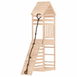 Căsuță de joacă cu perete de cățărat, lemn masiv de pin, 2 image