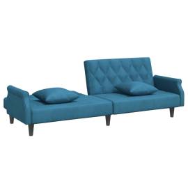 Canapea extensibilă cu cotiere, catifea albastră, 7 image