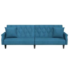 Canapea extensibilă cu cotiere, catifea albastră, 4 image