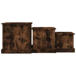 Măsuțe laterale, 3 buc., stejar afumat, lemn prelucrat, 7 image