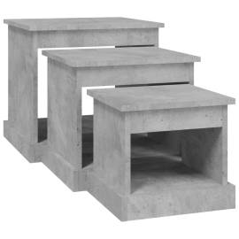 Mese suprapuse, 3 buc., gri beton, lemn prelucrat, 5 image