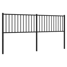 Tăblie de pat metalică, negru, 187x3x90 cm, 5 image
