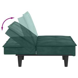 Canapea extensibilă cu suporturi de pahar verde închis, catifea, 9 image