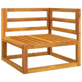 Canapea colț modulară, perne verzi, lemn masiv acacia, 3 image