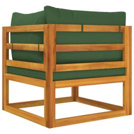 Canapea colț modulară, perne verzi, lemn masiv acacia, 6 image