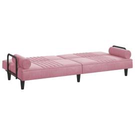 Canapea extensibilă cu cotiere, roz, catifea, 7 image