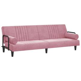 Canapea extensibilă cu cotiere, roz, catifea, 2 image