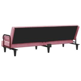 Canapea extensibilă cu cotiere, roz, catifea, 5 image