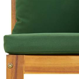 Canapele colț modulare, 2 buc, perne verzi, lemn masiv acacia, 7 image
