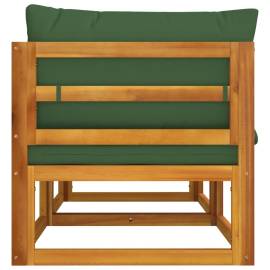 Canapele colț modulare, 2 buc, perne verzi, lemn masiv acacia, 5 image