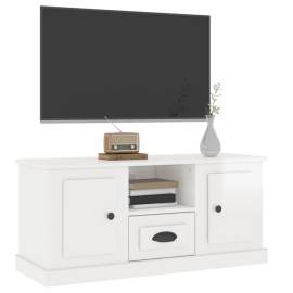 Comodă tv, alb extralucios, 100x35,5x45 cm, lemn prelucrat, 4 image