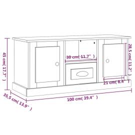 Comodă tv, gri beton, 100x35,5x45 cm, lemn prelucrat, 10 image