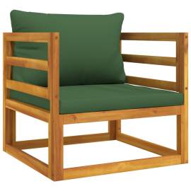 Scaun de grădină cu pernă gri, lemn masiv de acacia, 2 image