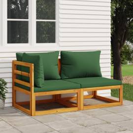 Set canapea de grădină, 2 piese, cu perne, lemn masiv de acacia