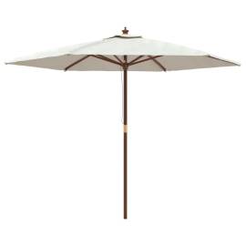 Umbrelă de soare de grădină stâlp din lemn, nisipiu, 299x240 cm, 2 image