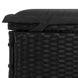 Șezlong cu pernă, negru, 201x55x62 cm, poliratan, 9 image