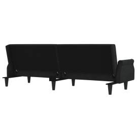 Canapea extensibilă cu cotiere, negru, catifea, 6 image