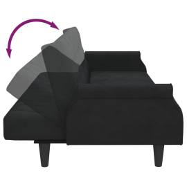Canapea extensibilă cu cotiere, negru, catifea, 9 image
