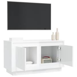 Comodă tv, alb extralucios, 80x35x45 cm, lemn prelucrat, 5 image