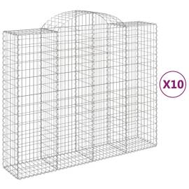 Coșuri gabion arcuite 10 buc, 200x50x160/180cm, fier galvanizat, 2 image