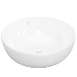 Chiuvetă de baie, alb, 44x17 cm, ceramică, rotundă, 2 image