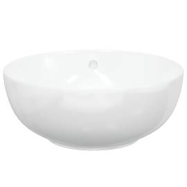 Chiuvetă de baie, alb, 44x17 cm, ceramică, rotundă, 4 image