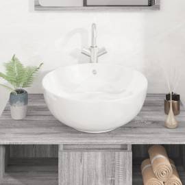 Chiuvetă de baie, alb, 44x17 cm, ceramică, rotundă, 3 image