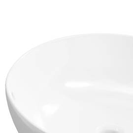 Chiuvetă de baie, alb, 44x17 cm, ceramică, rotundă, 7 image