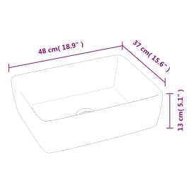 Chiuvetă de baie, alb, 48x37x13 cm, ceramică, dreptunghiulară, 8 image