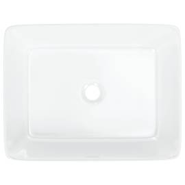 Chiuvetă de baie, alb, 48x37x13 cm, ceramică, dreptunghiulară, 6 image