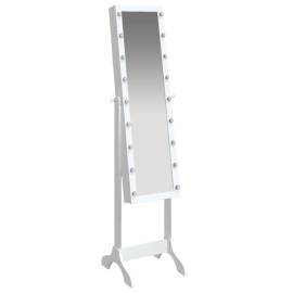 Oglindă de sine stătătoare cu led, alb, 34x37x146 cm, 8 image