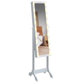 Oglindă de sine stătătoare cu led, alb, 34x37x146 cm, 6 image