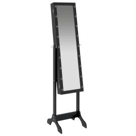 Oglindă de sine stătătoare cu led, negru, 34x37x146 cm, 8 image