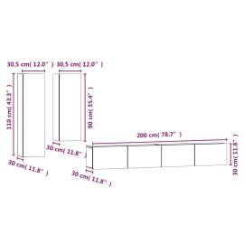 Set dulapuri tv, 4 piese, stejar maro, lemn prelucrat, 10 image