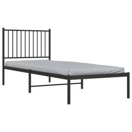 Cadru de pat metalic cu tăblie, negru, 80x200 cm, 3 image
