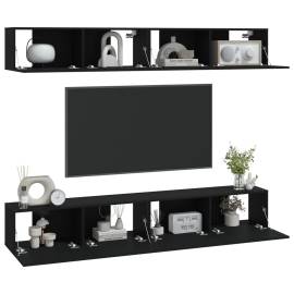 Dulapuri tv de perete, 4 buc., negru, 100x30x30 cm, 3 image
