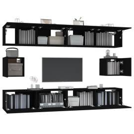 Set dulap tv, 6 piese, negru, lemn prelucrat, 4 image
