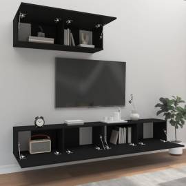 Set dulapuri tv, 3 piese, negru, lemn prelucrat, 3 image