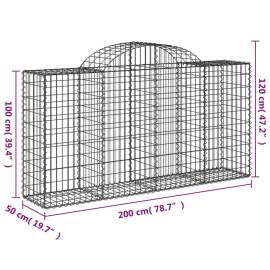 Coșuri gabion arcuite 3 buc, 200x50x100/120 cm fier galvanizat, 6 image